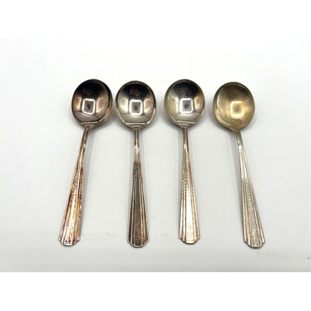 Vintage‎ Collectable Silver Plated Avon Soup Spoons Flatware set of 4